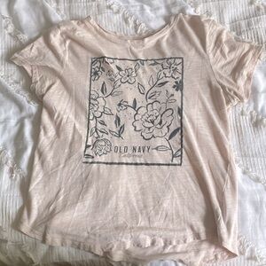 Women’s Medium Old Navy Pastel Pink Floral Graphic Tee